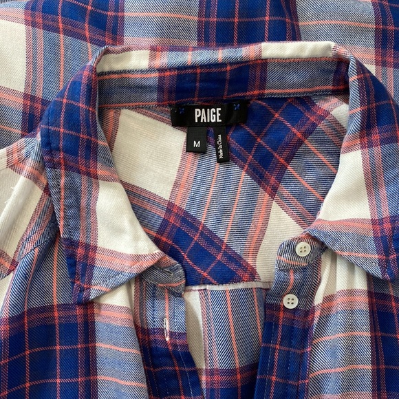 Paige Blue & Peachy Plaid Long Sleeve Flannel From Nordstrom. **See Note… - Picture 6 of 12